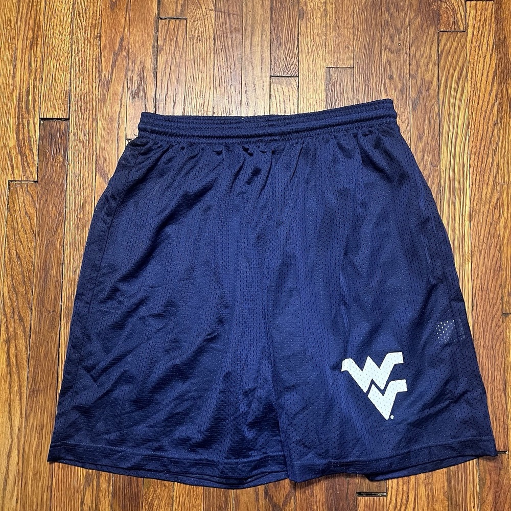 West Virginia University Sportek Shorts Size Medium Navy Blue Polyester Preowned